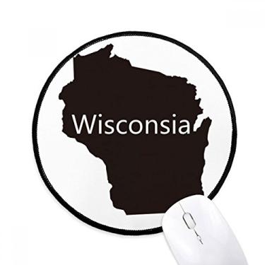 Imagem de DIYthinker Wisconsin America USA Mapa contorno mouse pad desktop escritório tapete redondo para computador