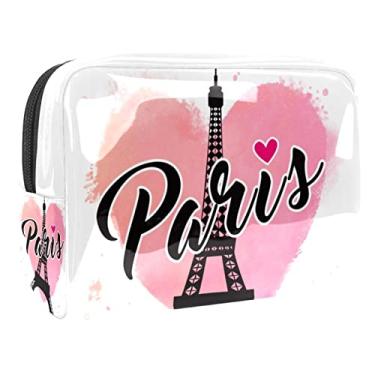 Imagem de Bolsa de maquiagem romântica torre de Paris bolsa de cosméticos de viagem pequenos sacos de higiene pessoal bolsa cosmética para bolsa cosméticos artigos de higiene pessoal 7,3x3x5,1 polegadas