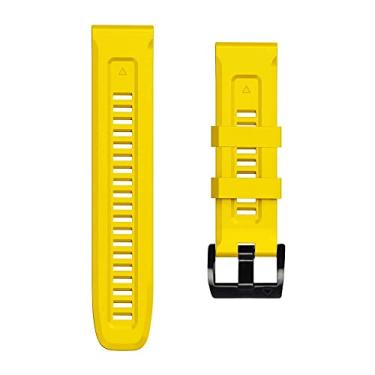 Imagem de WIKUNA para Garmin Fenix 7 7X 6X 5X Pulseira 22 26mm para Fenix 6 Pro 5 Plus Fivela Silicone Substituição Rápida Correias de Relógio (Cor: Amarelo, Tamanho: Largura 26MM)
