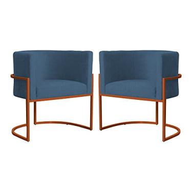 Imagem de Kit 02 Poltronas Decorativa Luana Base Bronze Suede Cores - DS Estofados