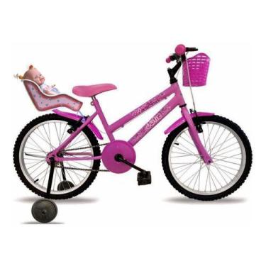Imagem de Bicicleta Infantil Feminina Aro 20 Com Cadeirinha + Boneca - Duas Roda