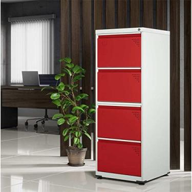 Imagem de Gaveteiro Arquivo em Aço 4 Gavetas Pandin Móveis Cinza/vermelho