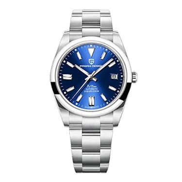 Imagem de Pagani Design Relógios masculinos, movimento automático japonês, aço inoxidável à prova d'água, 200 metros, mostrador de 40 mm de diâmetro, espelho de safira, estilo clássico casual, Azul, 38MM,