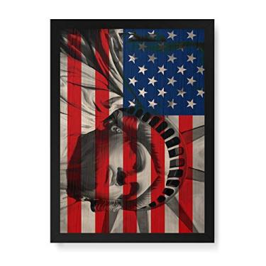 Imagem de Arte Maníacos Quadro Decorativo em Madeira Badeira USA Liberdade - 23x16,25cm (Moldura caixa em laca preta)