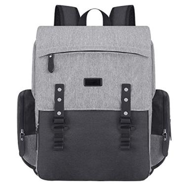 Imagem de Bolsa multifuncional para troca de bebê, bolsas para fraldas, mochila multifuncional à prova d'água para fraldas com 2 alças de carrinho para mamãe e papai 32 * 16 * 39 cm de alta capacidade