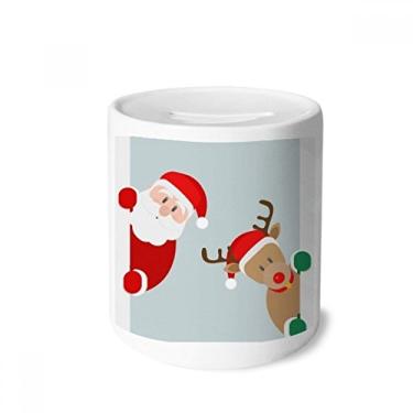 Imagem de DIYthinker Caixa de moedas de cerâmica de Natal, Papai Noel, alce, presente de cofrinho