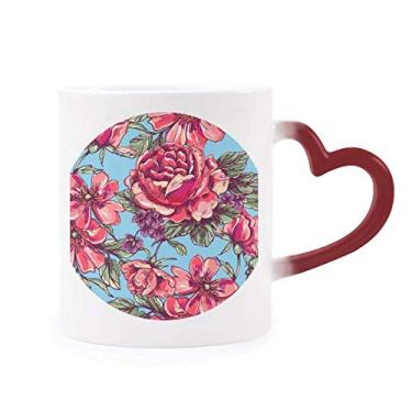Imagem de Calça flor vida folha céu sensível ao calor caneca vermelha muda de cor