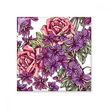 Imagem de Decalque brilhante de azulejo de cerâmica azul branco com folha de flor