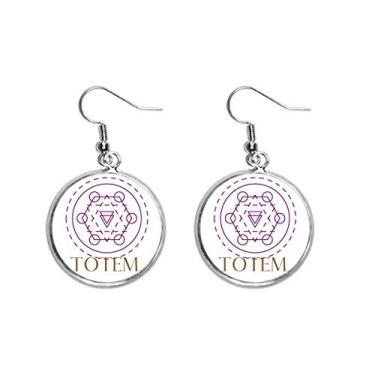 Imagem de Brincos femininos hexagonais geométricos com linhas matemáticas de orelha pendentes de prata