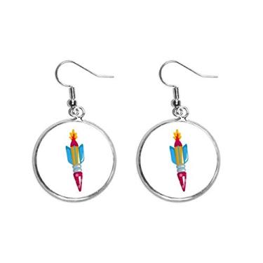 Imagem de Brinco feminino com pingente de orelha de foguete Universo e alienígena