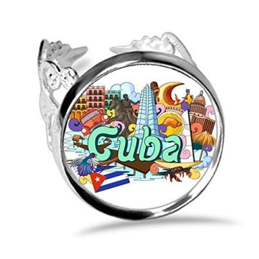 Imagem de DIYthinker Guantanamo Trinidad Cuba Anel Graffiti Ajustável Amor Casamento Noivado