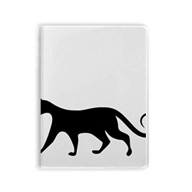Imagem de Caderno charmoso preto para amantes de gatos com silhueta de animal e capa macia Diário