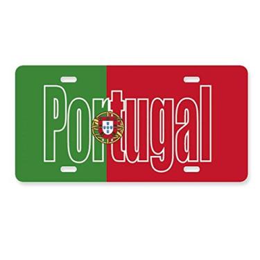 Imagem de DIYthinker Placa de licença com nome da bandeira de Portugal em aço inoxidável para decoração de carro