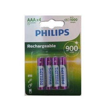Imagem de Pilha recarregável Philips AAA 900 mAh 4 unidades