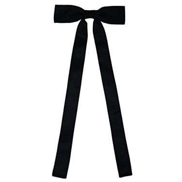 Imagem de Gravata borboleta longa feminina, gravatas ajustáveis de cetim ocidental para decoração de camiseta WT-01, Preto, tamanho �nico