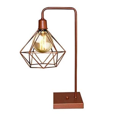 Imagem de Abajur Luminaria De Mesa Com Aramado - Ideal para sala, cabeceira de cama, escritório (Cobre Cobre)