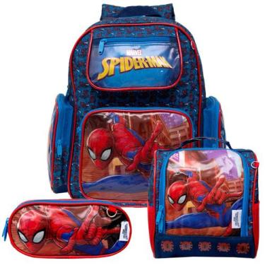 Imagem de Kit Mochila Spider Man Escolar Masculina Vingadores Costa - Toys 2U