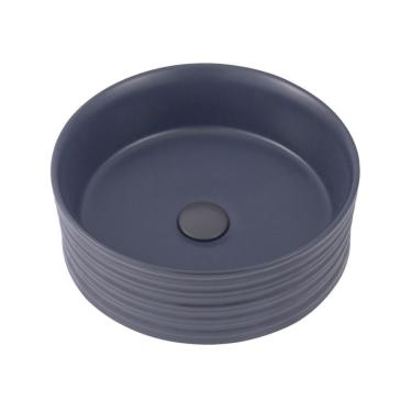 Imagem de Cuba De Apoio Para Banheiro Redonda Slim Louça Cerâmica 38 cm Labradorita Pingoo.casa - Cinza Fosco