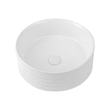 Imagem de Cuba De Apoio Para Banheiro Redonda Slim Louça Cerâmica 38 cm Labradorita Pingoo.casa - Branco
