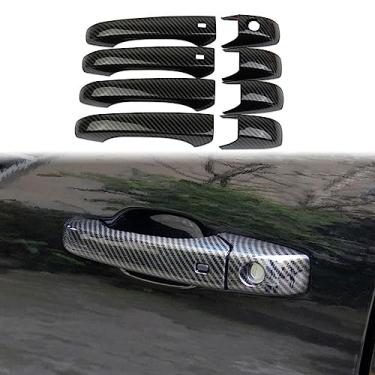 Imagem de BORATO 8 peças de fibra de carbono de carro maçaneta da porta adesivo decoração capa da maçaneta da porta, para Dodge Durango 2011-2021 acessórios
