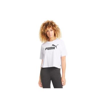 Imagem de Camiseta Puma Cropped Essentials Logo Feminina - Branco-Feminino