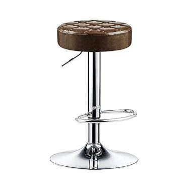 Imagem de Bancos de bar 60-80cm cadeira alta elevável cadeira de bar de caixa europeia cadeira de jantar cadeira de alavanca giratória cadeira de couro PU cadeiras de bar (cor: marrom)