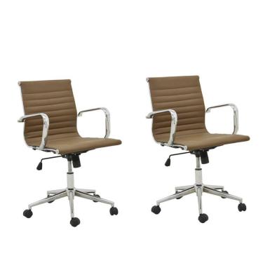 Imagem de Conjunto 2 Cadeiras Poliuretano Office Sevilha Rivatti Móveis  Cinza