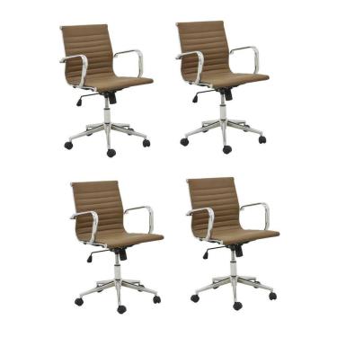 Imagem de Conjunto 4 Cadeiras Poliuretano Office Sevilha Rivatti Móveis  Cinza