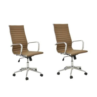 Imagem de Conjunto 2 Cadeiras de Escritório Presidente Giratória Sevilha Alta Rivatti  Cinza