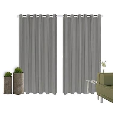 Imagem de Cortina Corta Luz 4,00m X 1,80m 100% Blackout PVC Cinza Para Sala Ou Quarto Para Varão Simples