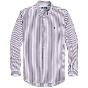 Imagem de Polo Ralph Lauren Camisa esportiva masculina sólida popelina (G, listrado, roxo, branco), Roxa