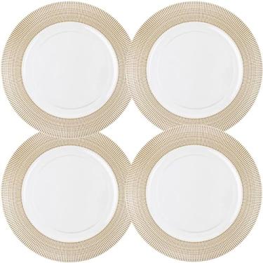 Imagem de Wedding Venue Shop Plastic Charger Plates - 13" | Clear, Gold Textured | Extra Large - 4 Count(Pack of 1)