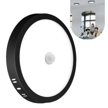 Imagem de Painel Plafon C/Sensor 25w Sobrepor Preto Redondo Luz Frio