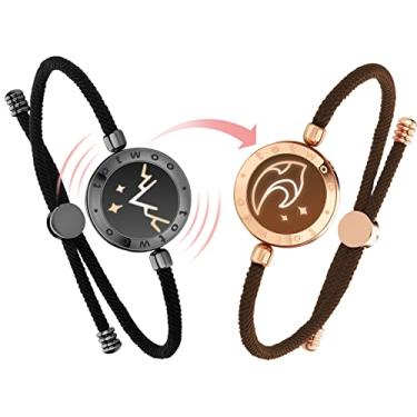 Imagem de TOTWOO Pulseiras de toque de longa distância para casais, pulseiras vibratórias e iluminadas para casais | Presentes de relacionamento de longa distância para namorada, joias de emparelhamento