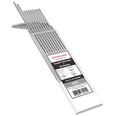 Imagem de Eletrodo de tungstênio de soldagem TIG YESWELDER 10 unidades 2% Ceriado (cinza, WC20), Tungsten Electrode 2% Ceriated (Gray, EWCe-2), 1/8"