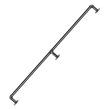 Imagem de Corrimão de escada | Kit completo de corrimão de escada | Corrimãos pretos 1, 2, 3, 4, 5, 6 metros, corrimão de escada | Trilhos de mão para escadas internas, degraus externos, montados na parede