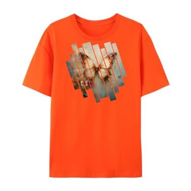 Imagem de Camisetas de arte de borboleta, camiseta fofa de verão com borboleta e flor, camiseta gráfica para homens e mulheres., 1 laranja, XXG