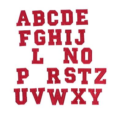 Imagem de 23 peças de apliques bordados do alfabeto inglês com apliques de letras, aplique de ferro/costurar, decoração para camiseta, casaco jeans (sem K/M/Q)