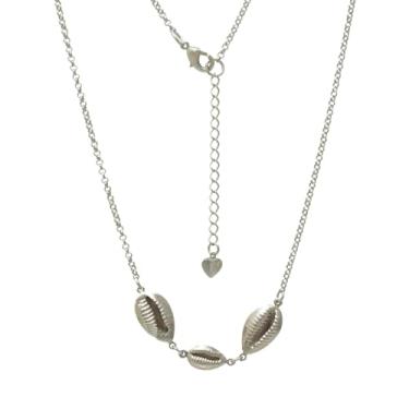 Imagem de Colar de Búzios Estilo Mar e Praia Folheado a Ouro ou Ródio Softjoias (Prateado)