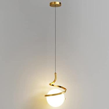 Imagem de Luminária pendente de vidro minimalista, globo branco, lustre moderno, lâmpada suspensa circular de 1 luz para ilha de cozinha, banheiro, luminária dourada Atmosphere