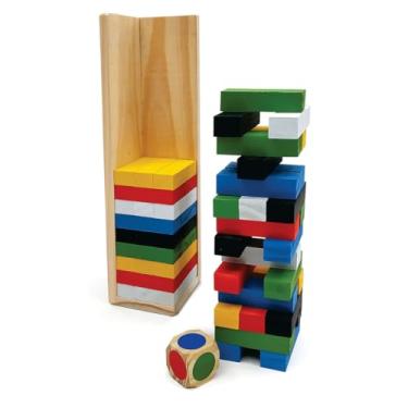 Imagem de Torre de empilhar e Equilibrar 54 blocos coloridos em Madeira