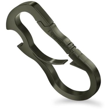 Imagem de Idakekiy Chaveiro de mosquetão duplo Ferramenta Mutil com chaveiro abridor de garrafa para chaves preto