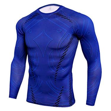 Imagem de Conjunto de 2 peças de fato de treino masculino para corrida atlética, roupas de ioga, roupas de treino masculinas, Azul, 3G