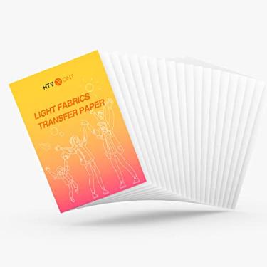 Imagem de HTVRONT Vinil de transferência de calor para impressão – Pacote com 20 papéis de transferência de calor para camisetas 21,5 x 28 cm – Lavagem durável HTV para impressora a jato de tinta