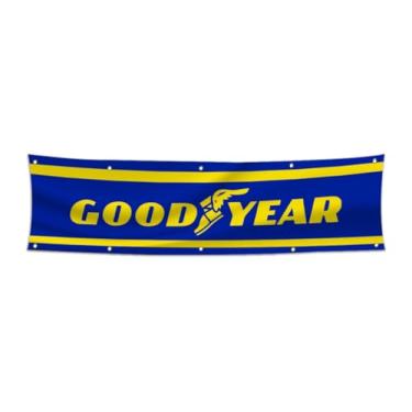 Imagem de Faixa de bandeira Goodyear Pneus, bandeiras de 0,6 x 2,4 m com 10 ilhós de latão para decoração de dormitório universitário, ao ar livre, presente, interior, garagem, casa, casa