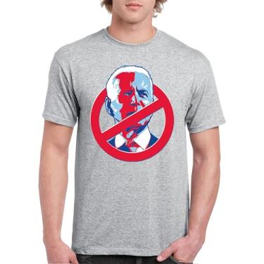 Imagem de Camiseta No Biden Anti Sleepy Joe Republican President Pro Trump 2024 MAGA FJB Lets Go Brandon Deplorable Camiseta masculina, Cinza, XXG