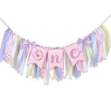 Imagem de Faixa de cadeira alta Donut para 1º aniversário - Tema Donut Decorações de 1º aniversário, Donut Grow Up, pano de fundo de 1º aniversário, Sweet One Cake Smash