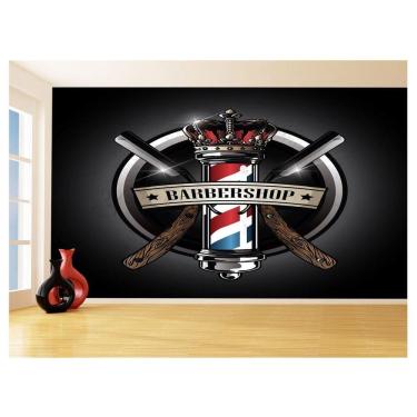 Imagem de Papel De Parede 3D Barbearia Barber Shop Logo 3,5M Brb20