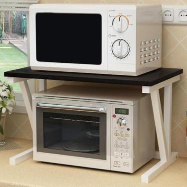 Imagem de Prateleira de temperos para forno de micro-ondas de 2 camadas para cozinha, suporte para torradeira de micro-ondas resistente, organizador de bancada de cozinha, prateleiras de armazenamento