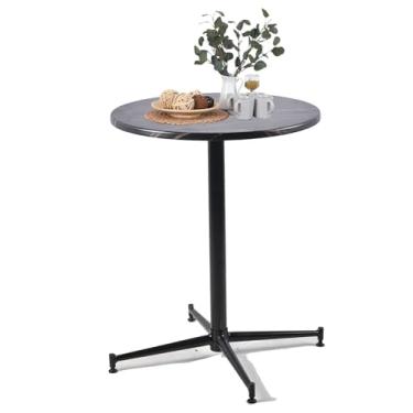 Imagem de Mesa de pátio de 75 cm de altura moderna mesa de bar redonda preto fosco mesa de café 69,8 cm de diâmetro mesa de lanche de cozinha para sala de estar, sala de jantar, varanda, quintal, jardim